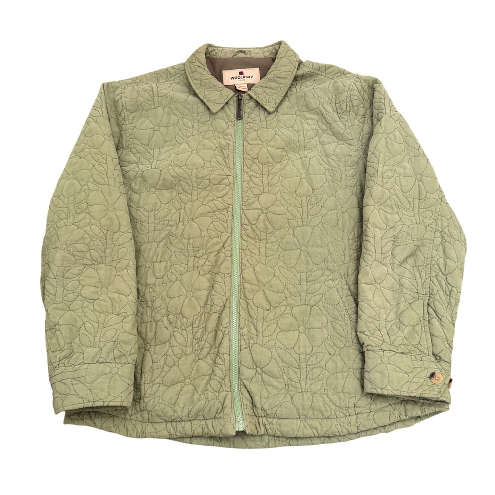 Woolrich Quilted Floral Jacket in Sage Green